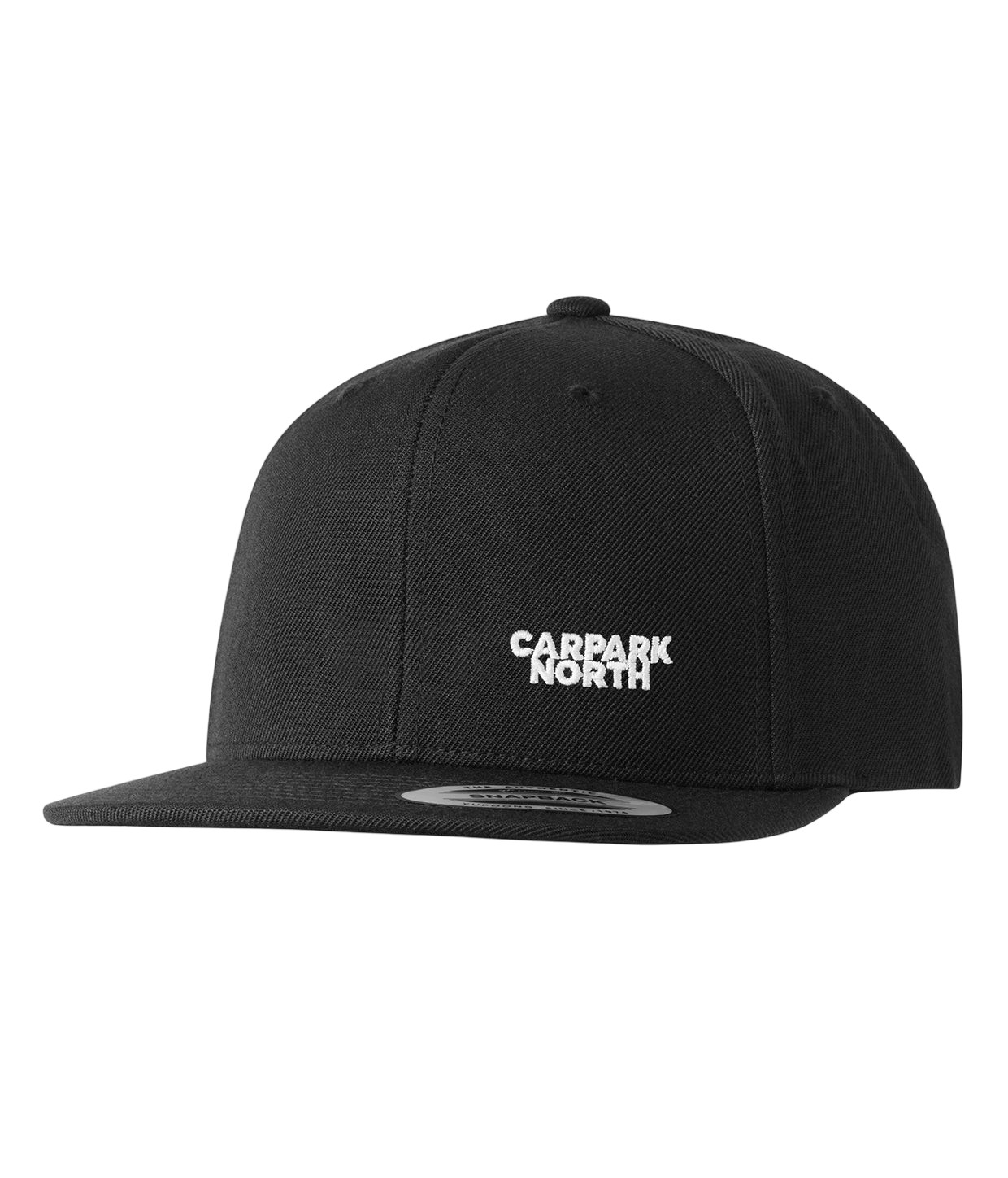Logo Left, Black/White, Flat Brim, Snapback Cap