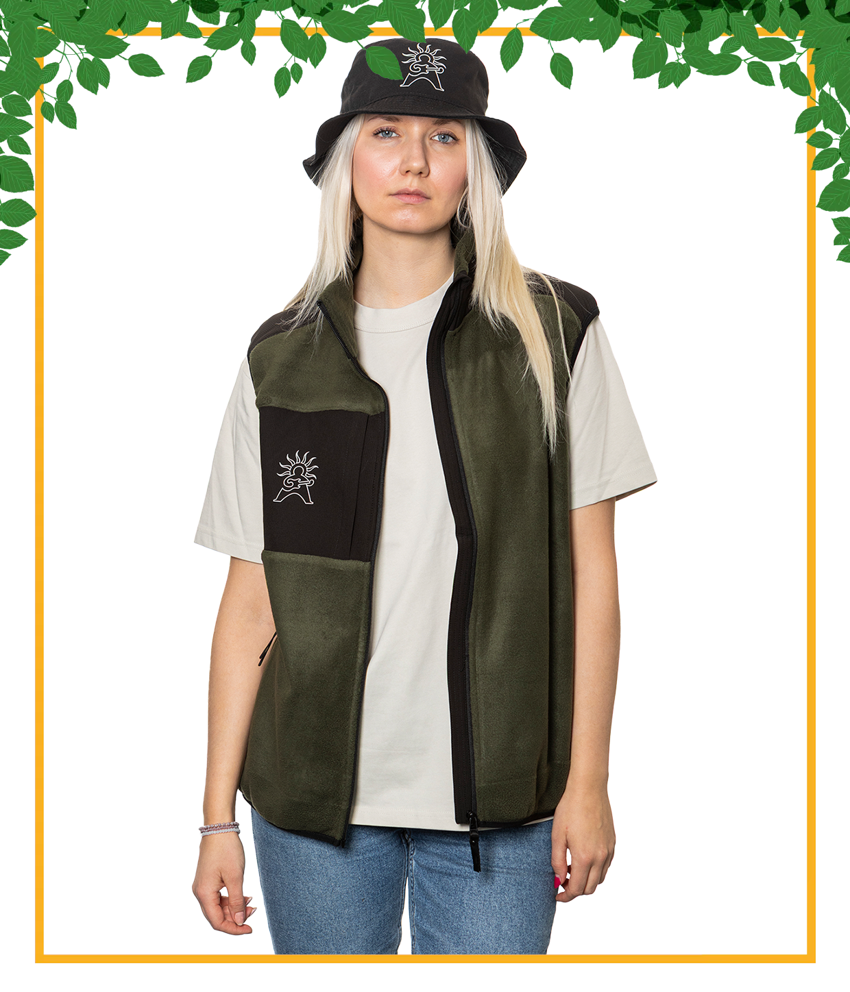 Logo Outline, Green Fleece Bodywarmer