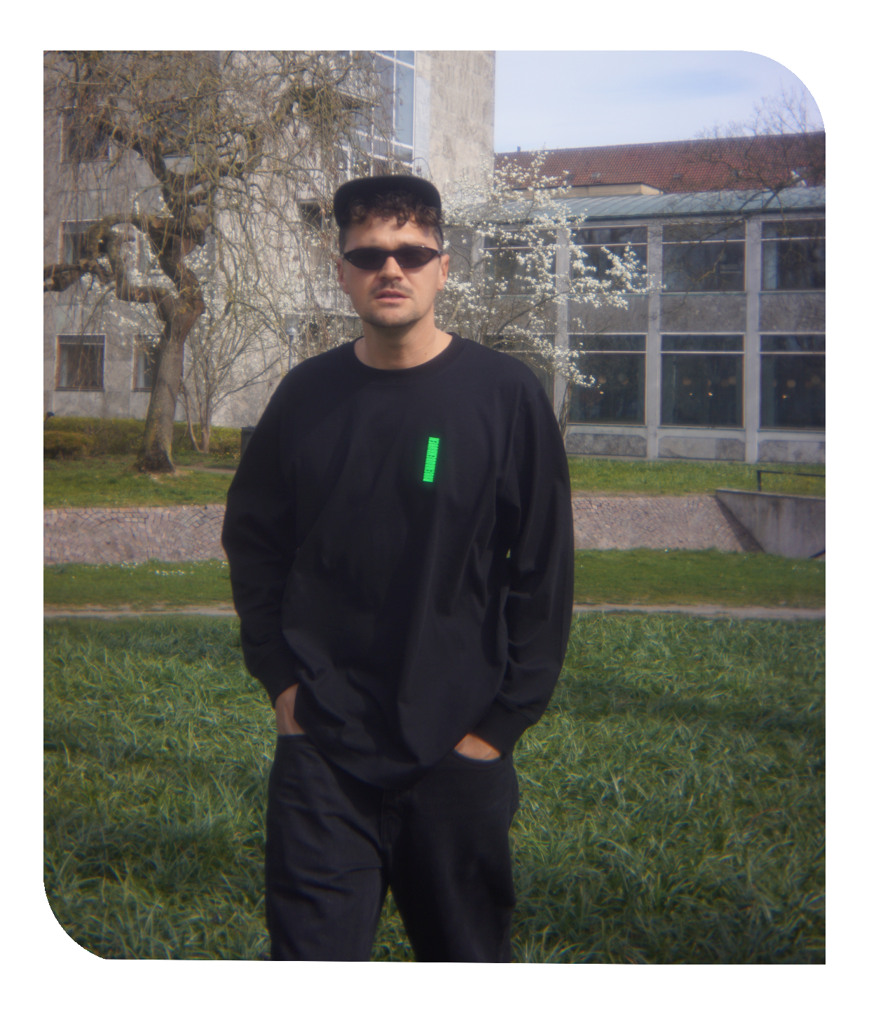 Cykel-zipline, sort longsleeve