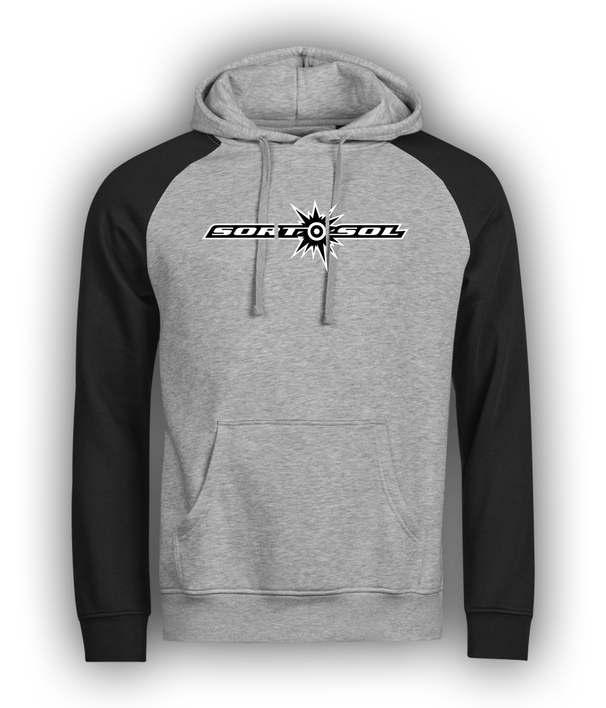 Sort Sol, Logo, Sort Og Grå Hoodie