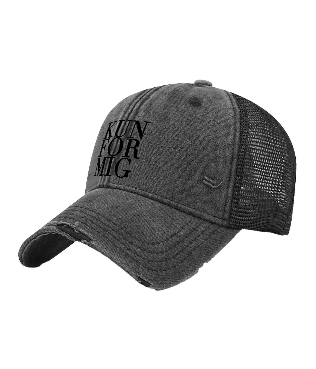 Kun For Mig - Acid Washed Trucker Cap, Black