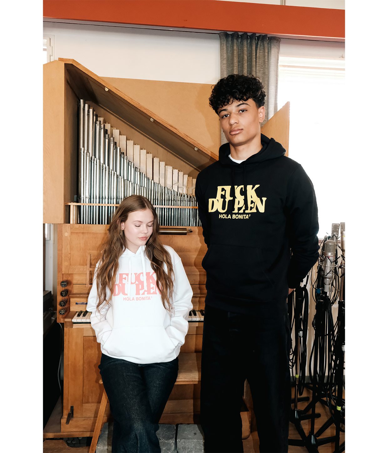 FUCK DU PÆN, Hoodie, Hvid/Pink