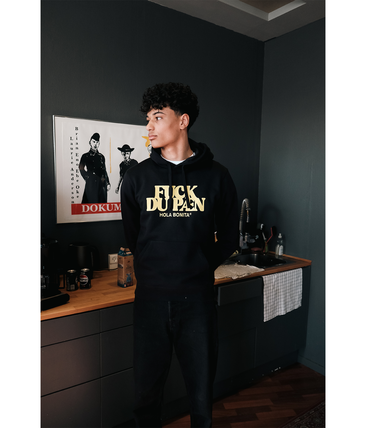 FUCK DU PÆN, Hoodie, Sort/Gul