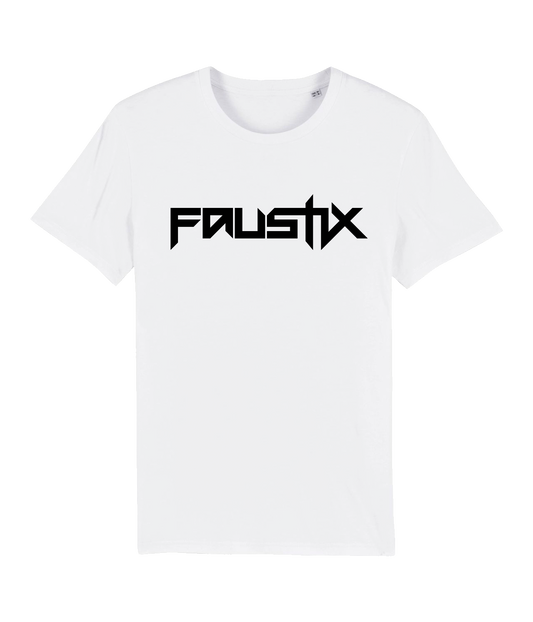 Faustix Logo Skull, Hvid, Økologisk T-shirt