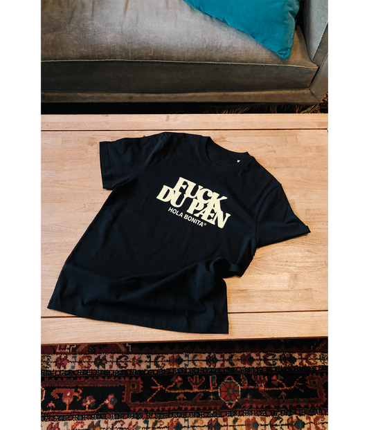 FUCK DU PÆN, T-shirt, Sort/Gul