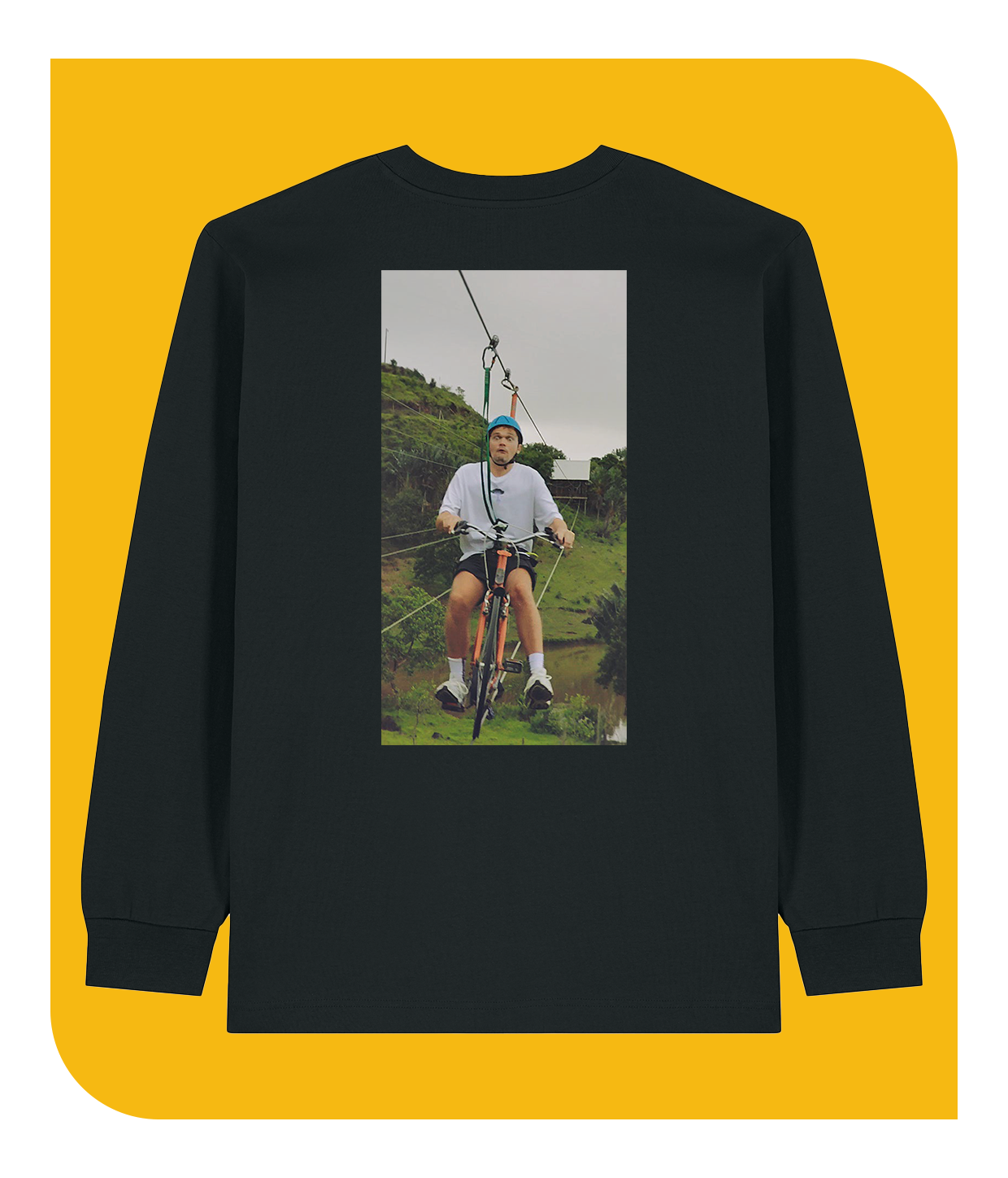 Cykel-zipline, Sort Langærmet T-shirt