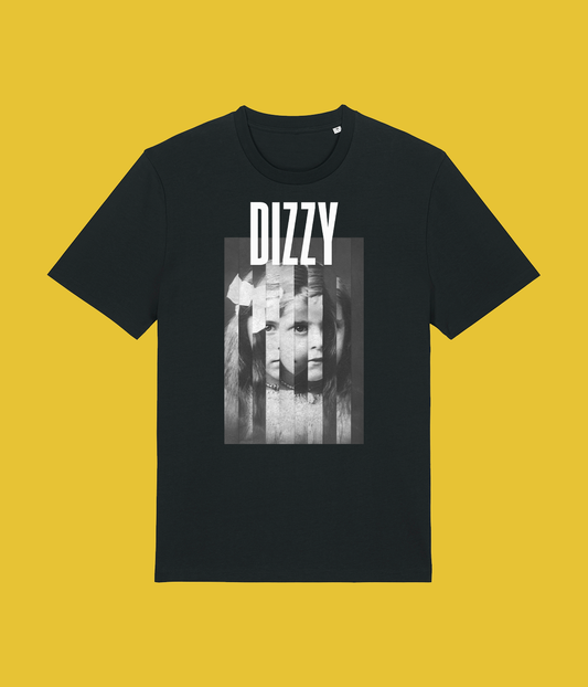 Dizzy Girl Sliced White, Black T-shirt