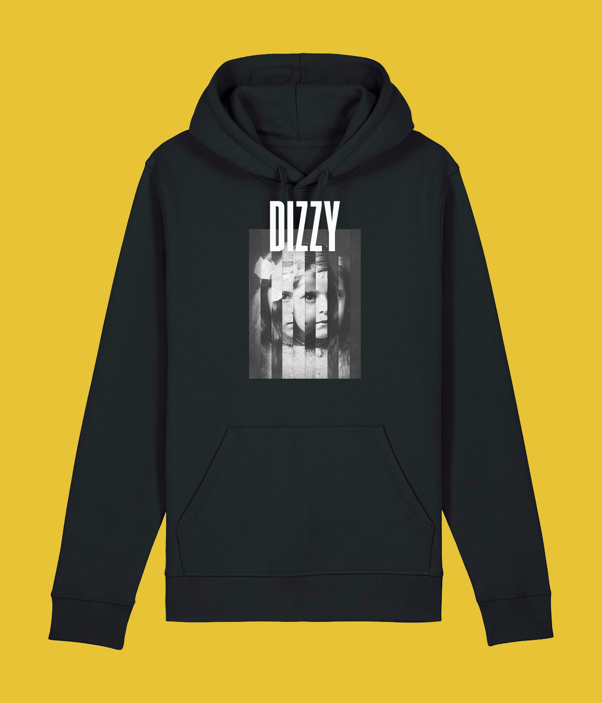 Dizzy Girl Sliced White, Black Hoodie