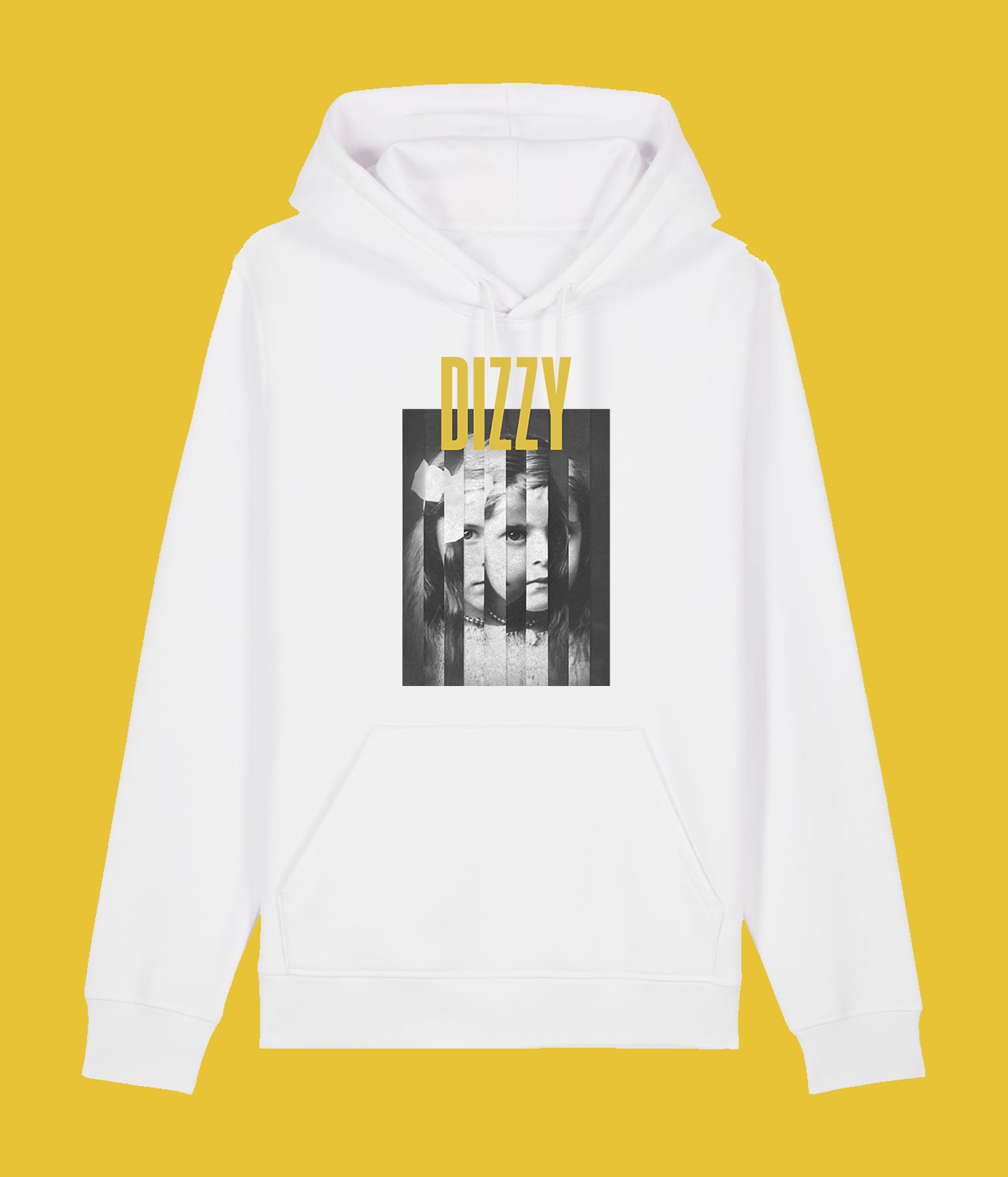 Dizzy Girl Sliced Yellow, White Hoodie