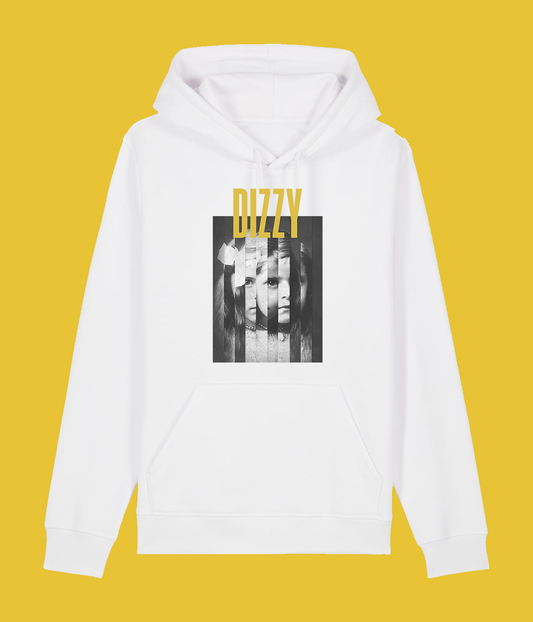 Dizzy Girl Sliced Yellow, White Hoodie