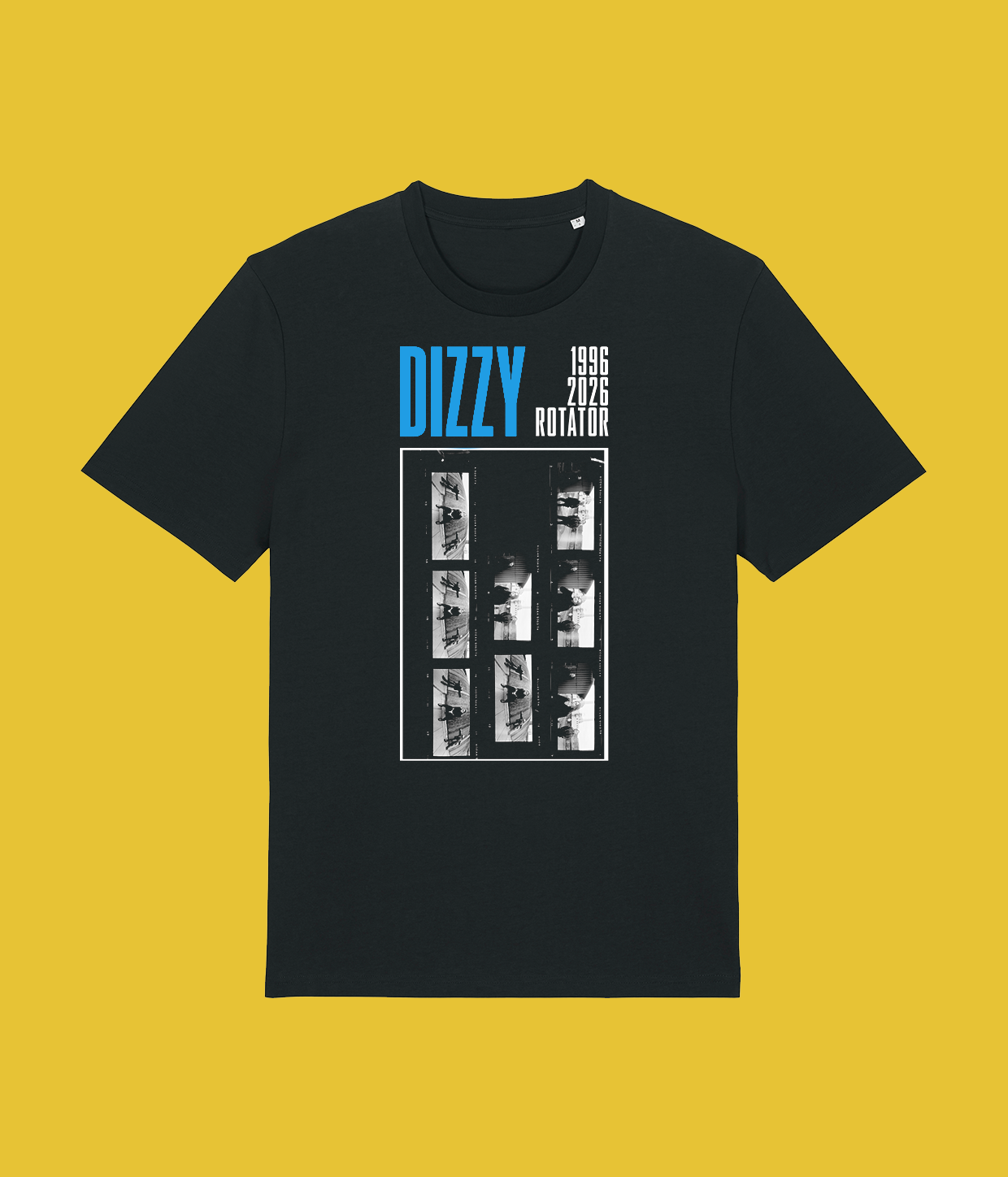 Dizzy Rotator Blue, Black T-shirt