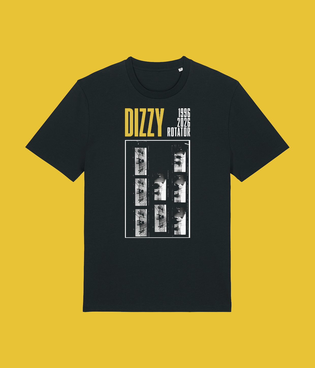 Dizzy Rotator Yellow, Black T-shirt