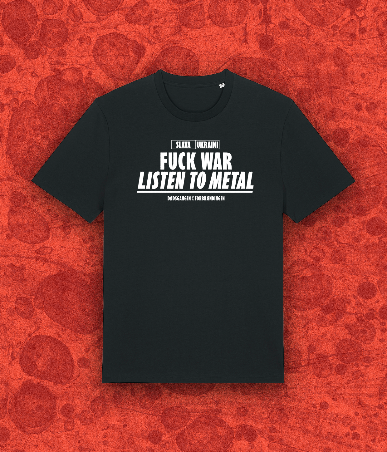 Fuck War Listen To Metal, Sort T-shirt
