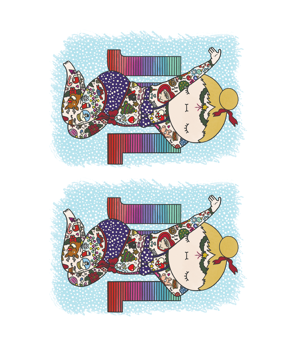 Julekort Dame i farver