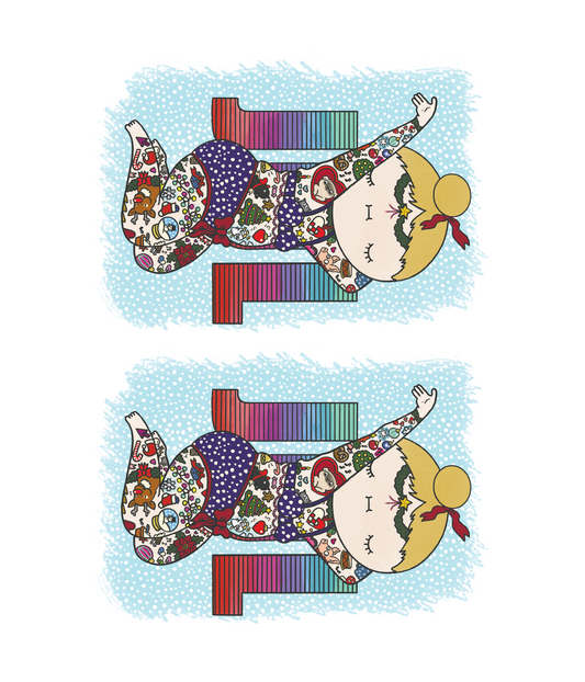 Julekort Dame i farver