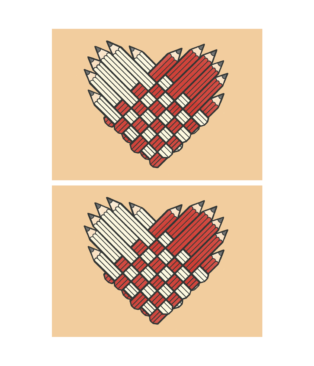 Julekort Hjerte i farver