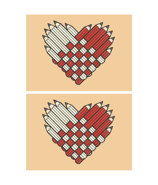 Julekort Hjerte i farver