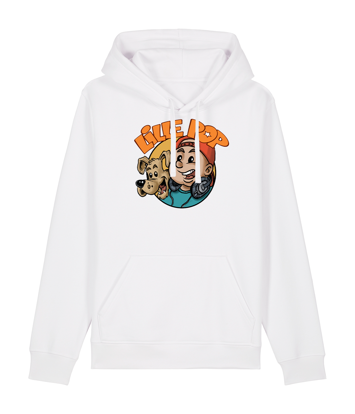 KIDS: Lille Pop Stor Logo Hoodie Hvid