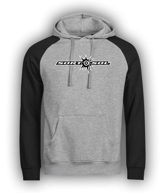 Sort Sol, Logo, Sort Og Grå Hoodie