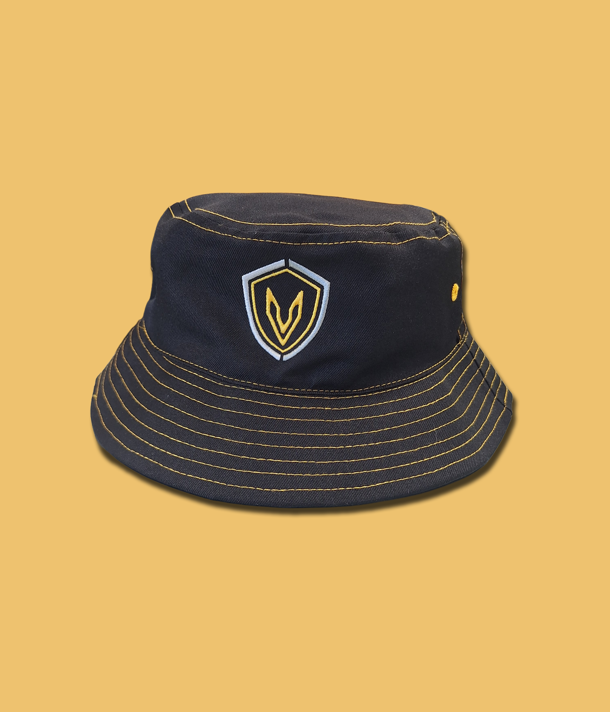 Broderet Logo, Sort/Gul Bøllehat