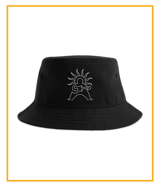 Logo Outline, Black Bucket Hat