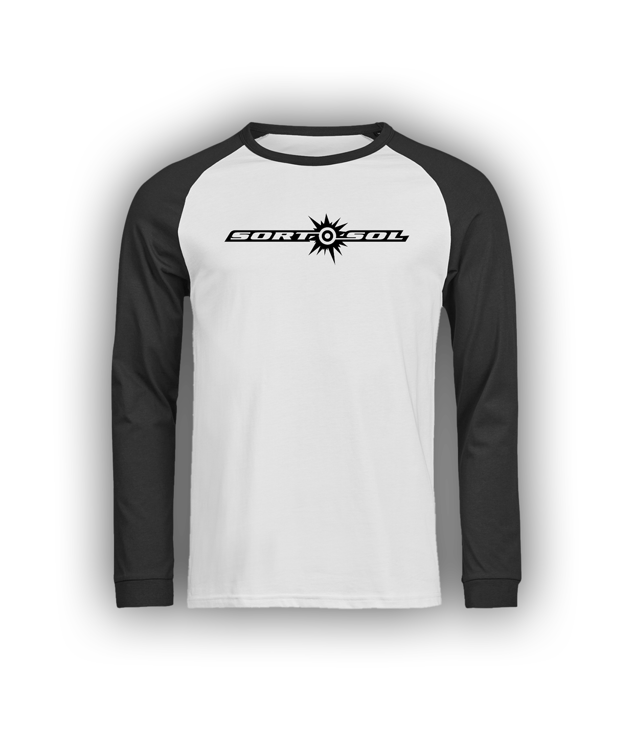 Sort Sol, Logo, Sort/Hvid Langærmet T-Shirt