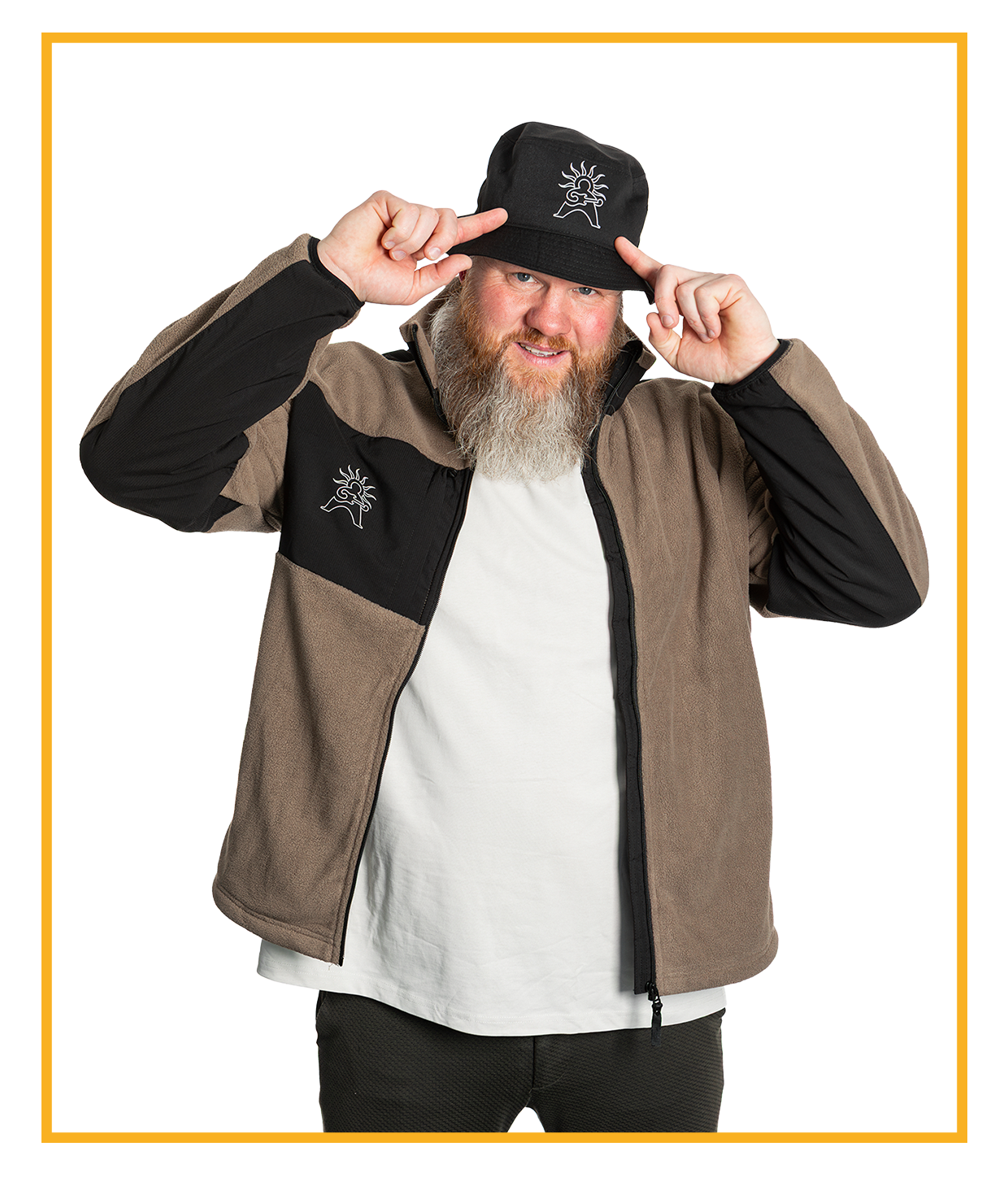 Logo Outline, Black Bucket Hat