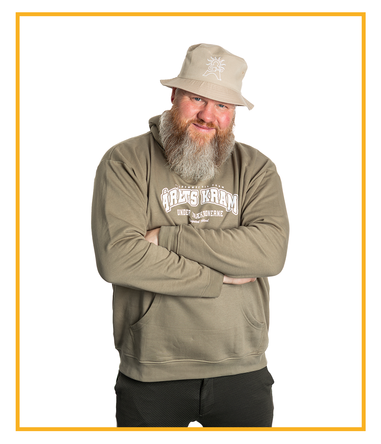 Logo Outline, Beige Bucket Hat