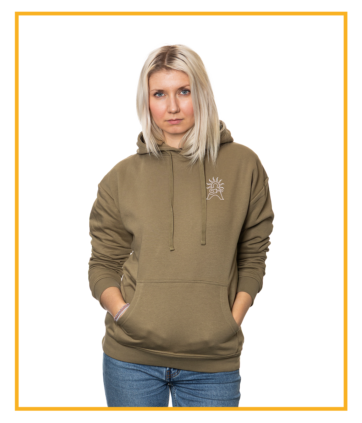 Logo Outline, Green Hoodie