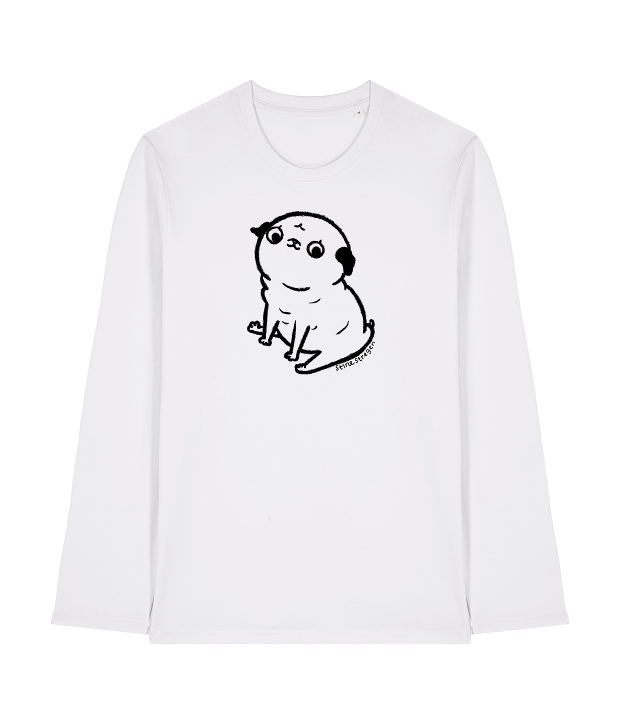 Mops Hvid Langærmet
