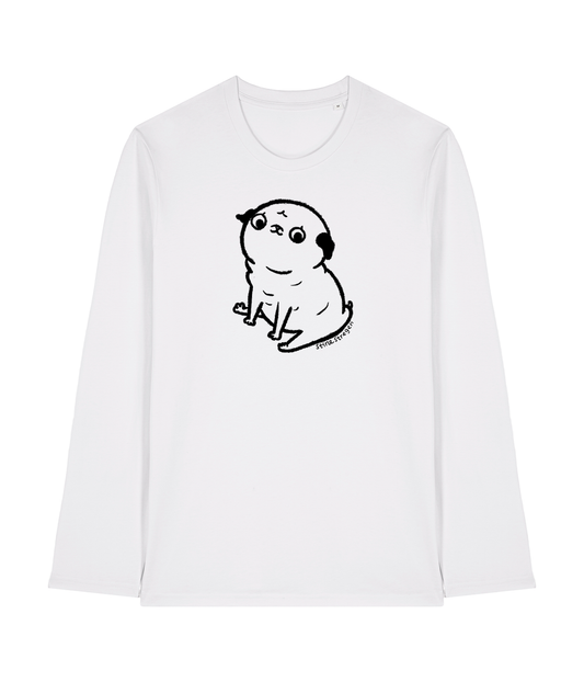 Mops Hvid Langærmet