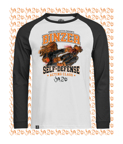 Self-Defense Acting Class, White/Black Baseball Long Sleeve