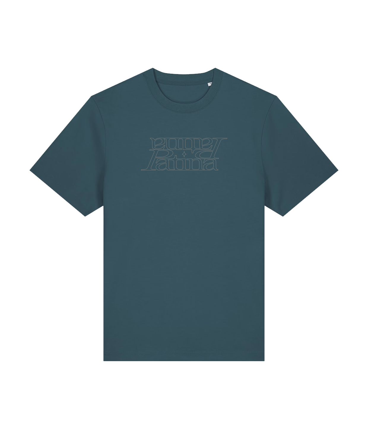 Spejlvendt Logo Grå, Petroleumsblå T-shirt