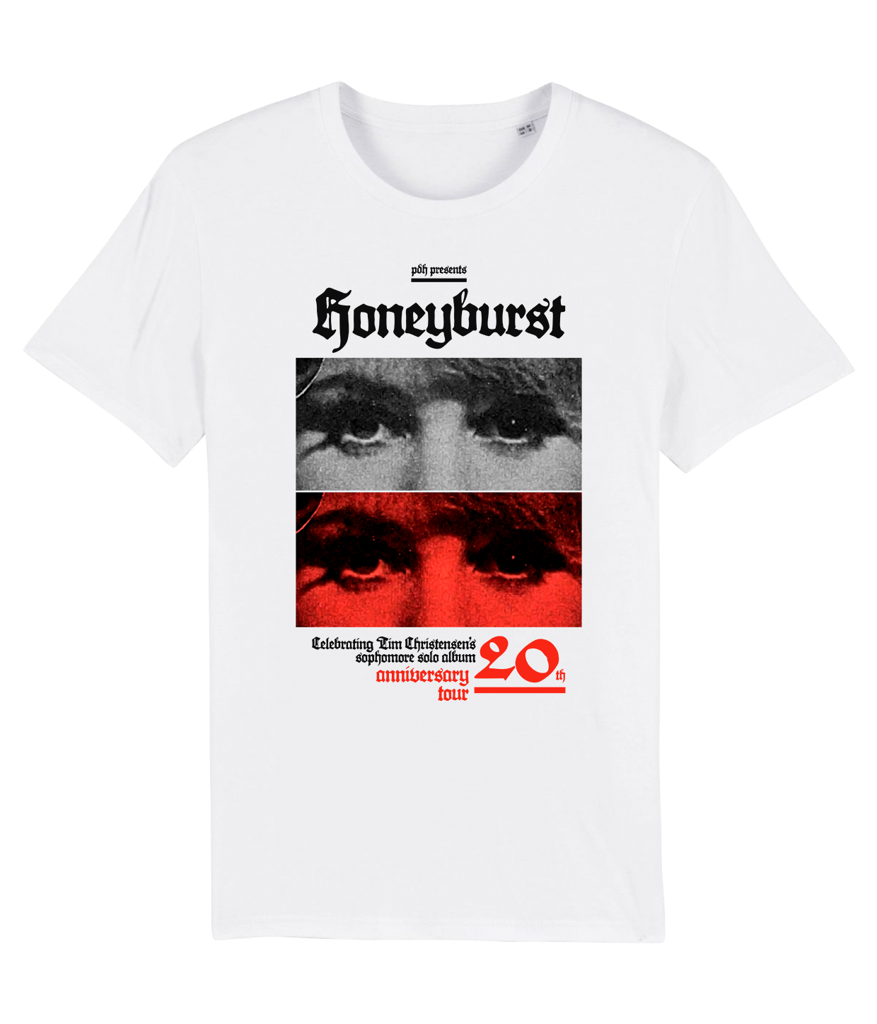 Honeyburst 'Gothic Eyes', White T-shirt